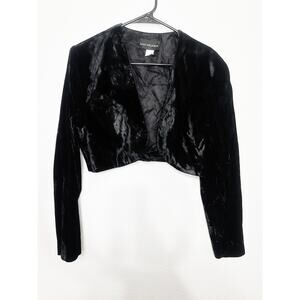 Scott McClintock Black Velvet shrug Bolero Jacket L Fits like s/med Vintage Y2K
